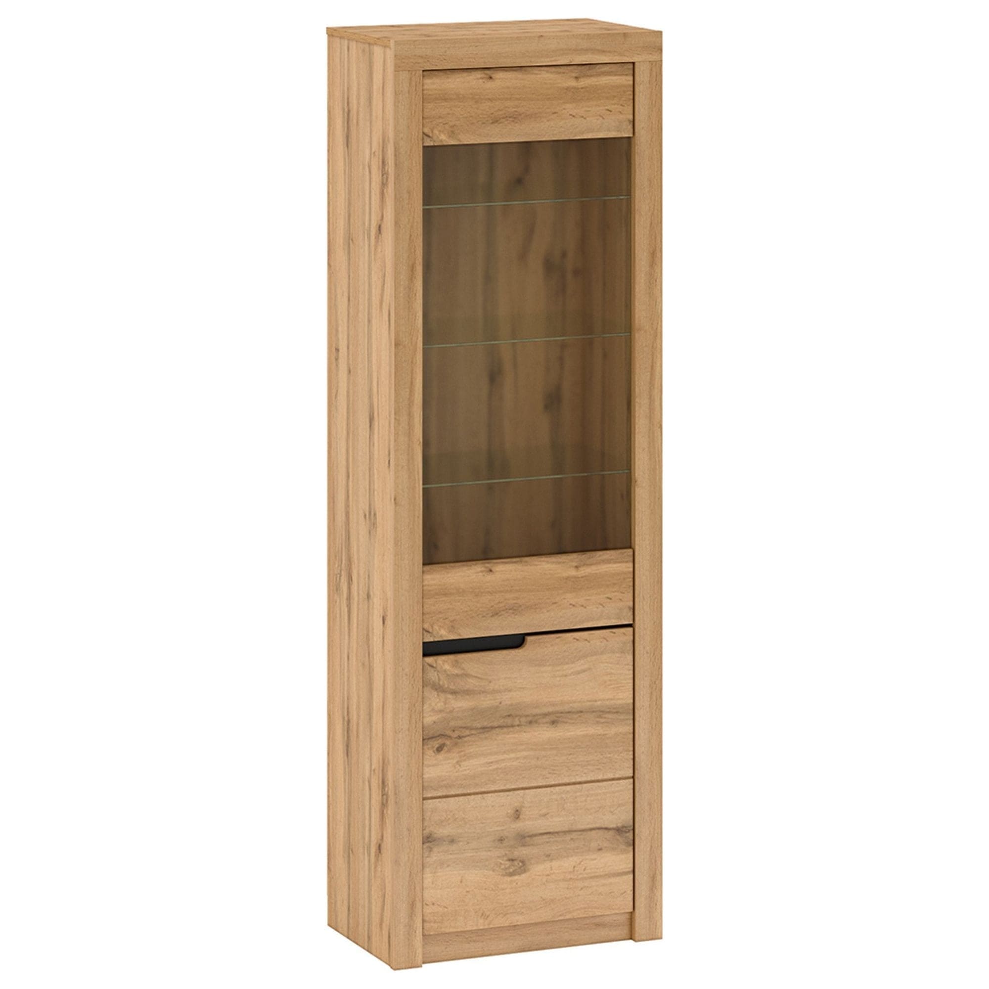 Vitrina TORONTA A1, stejar wotan, DTD laminat, dechidere dreapta, 63x40x197 cm