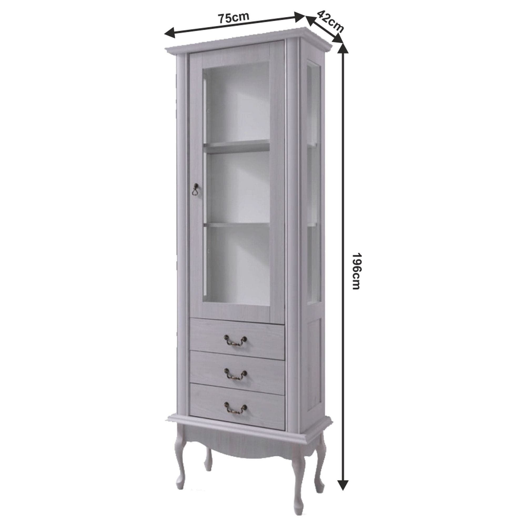 Vitrina VILAR DA4, gri, DTD laminat, 75x42x196 cm