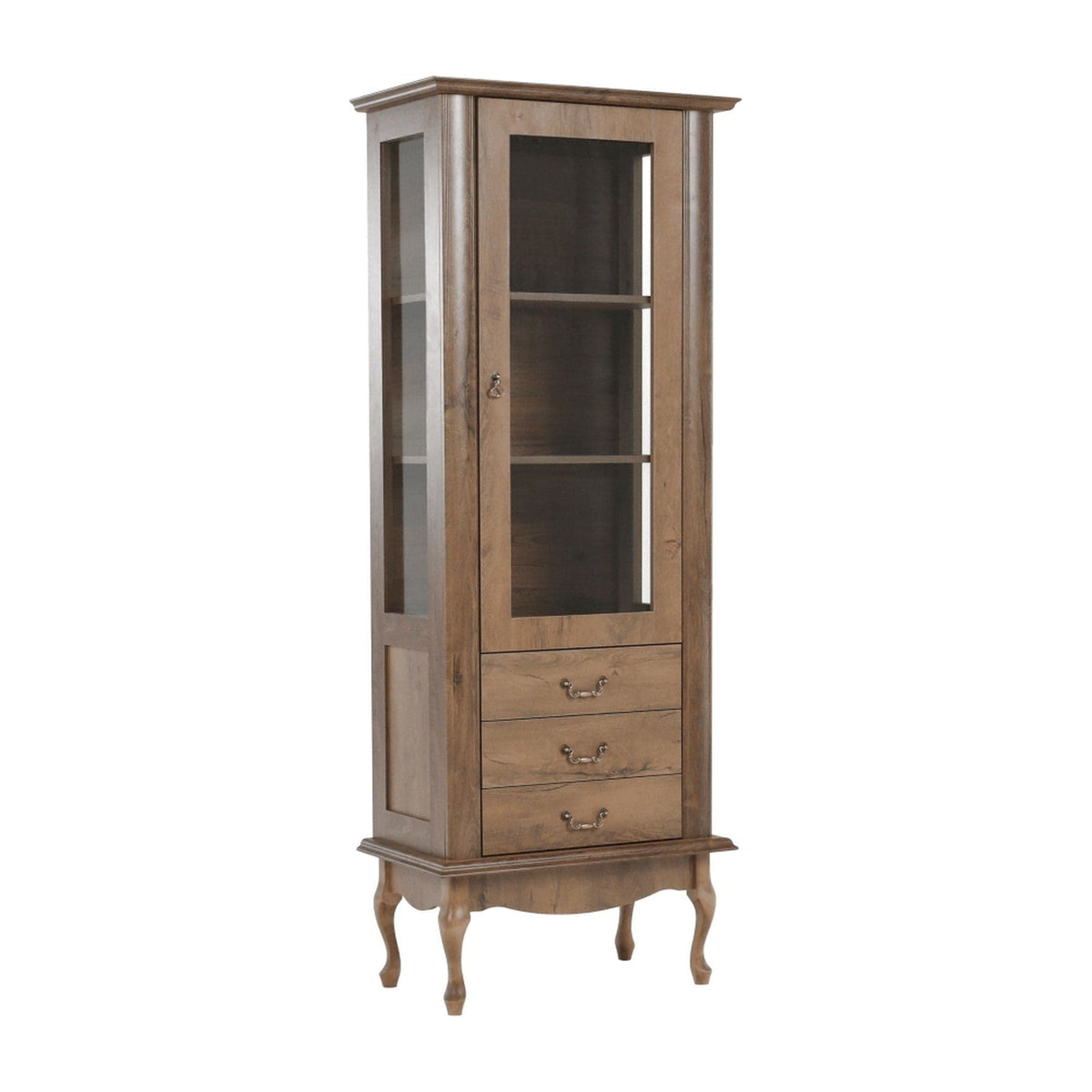 Vitrina VILAR DA4, stejar lefkas, DTD laminat, 75x42x196 cm