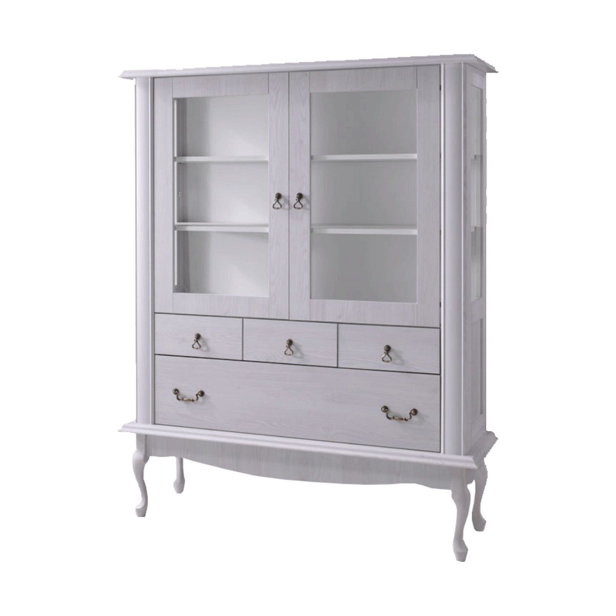 Vitrina VILAR DA5, pin alb, DTD laminat, 125x42x158 cm