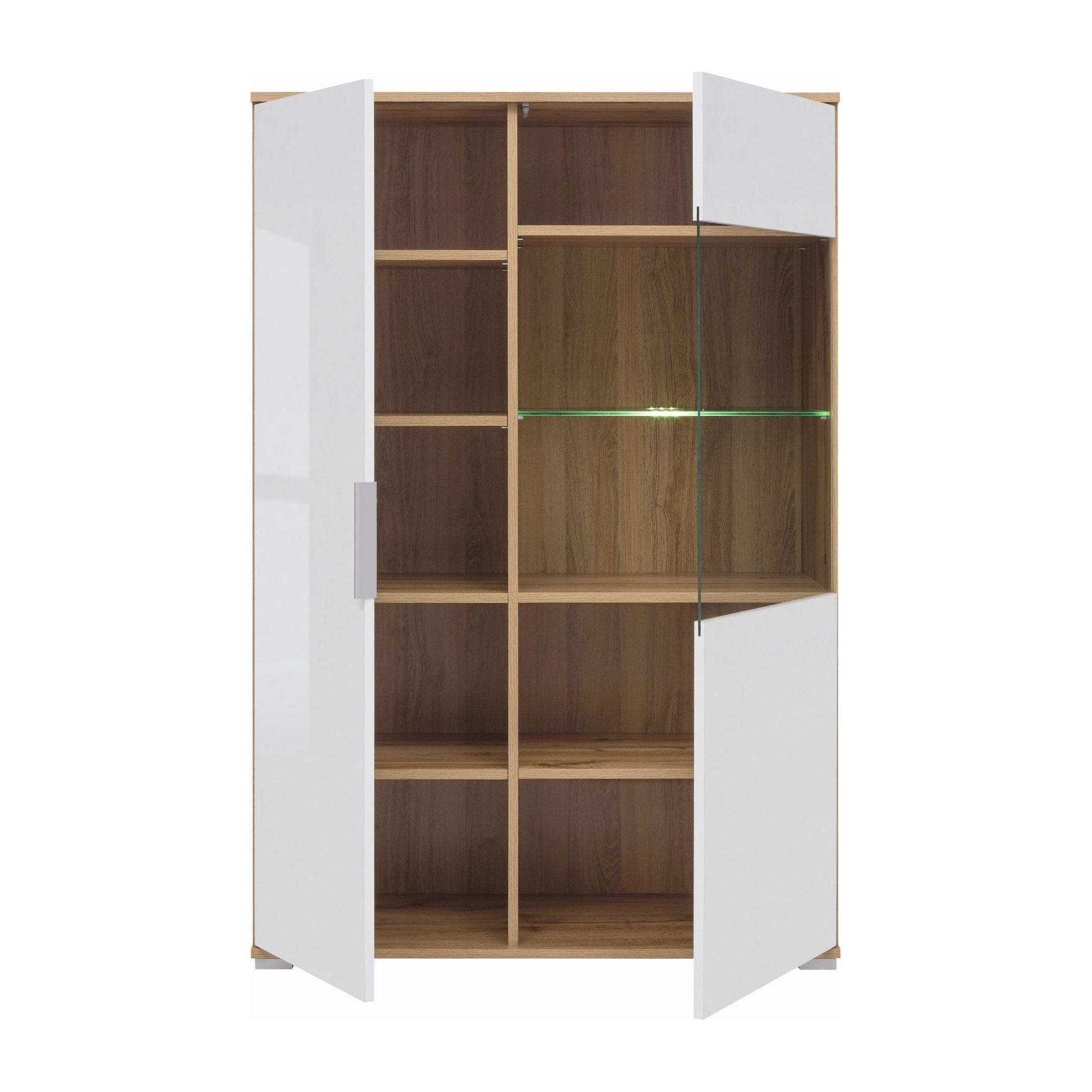 Vitrina ZELE REG1W1D-90, alb/stejar wotan, PAL/sticla securizata, 90x41x133 cm