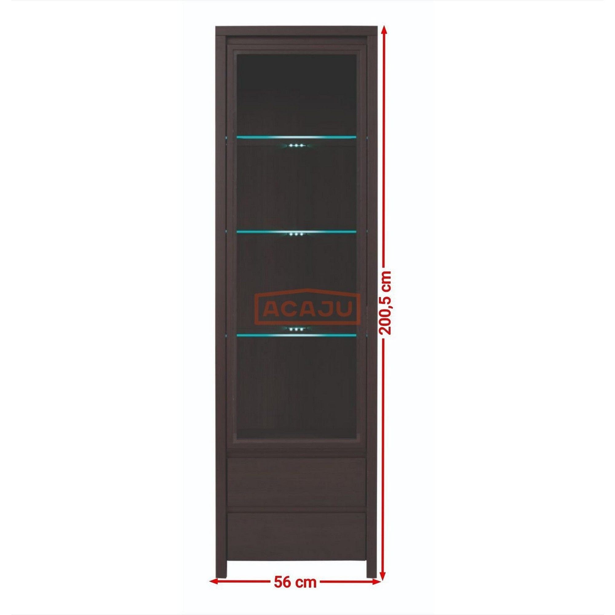 Vitrine KASPIAN REG1W2S, wenge, PAL infoliat/sticla, 57x41x201 cm